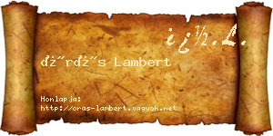 Órás Lambert névjegykártya